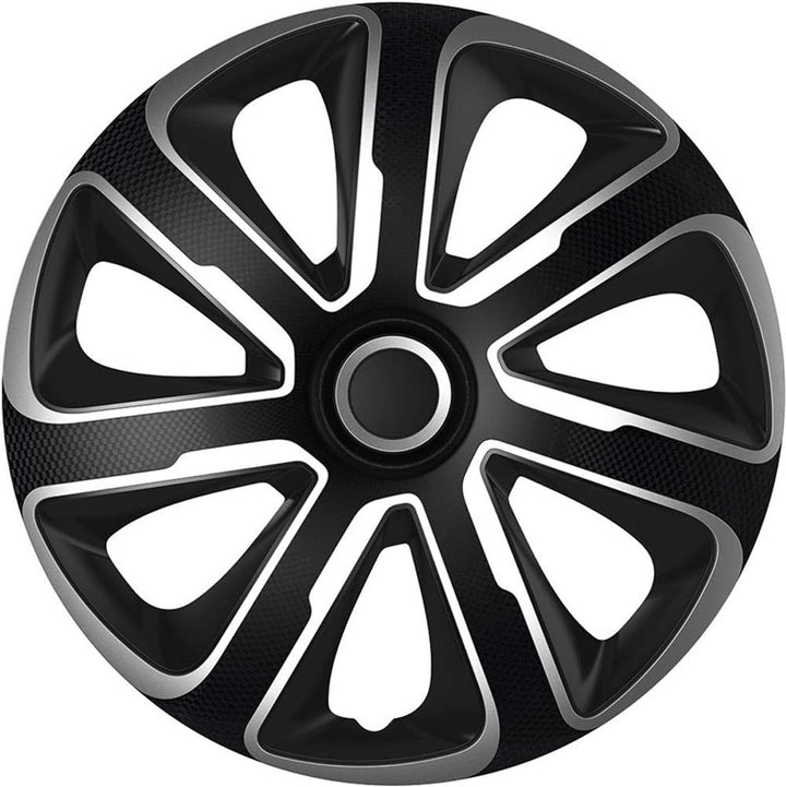 AUTO-STYLE Satz Radzierblenden Livorno 14-Zoll Silber/Schwarz Karbon-Look, 14-inch Silber/Schwarz Ka