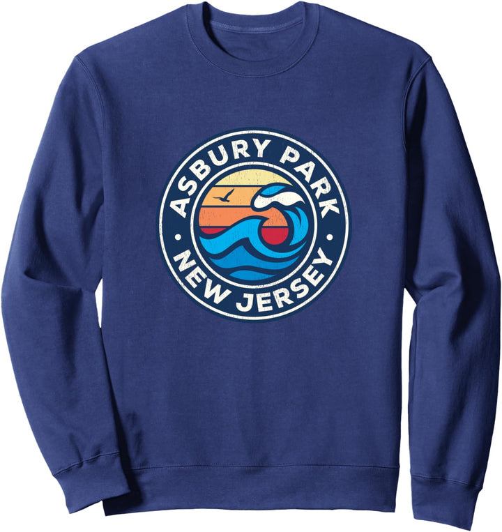Asbury Park New Jersey NJ Vintage nautische Wellen Design Sweatshirt