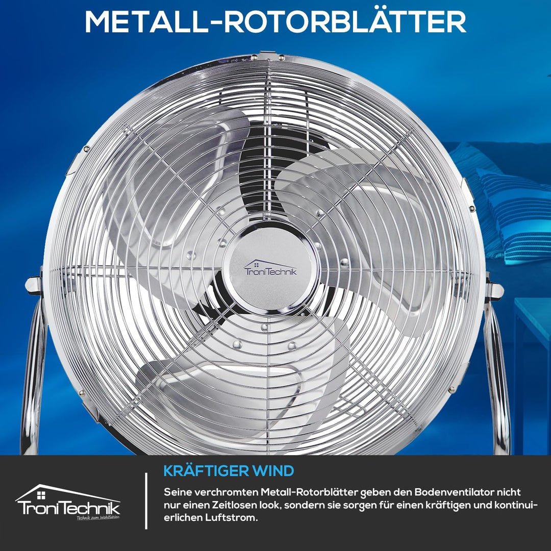Tronitechnik® L Windmaschine mit 35 cm Ø | Ventilator Verstellbarer Winkel | Bodenventilator 3 Stufe