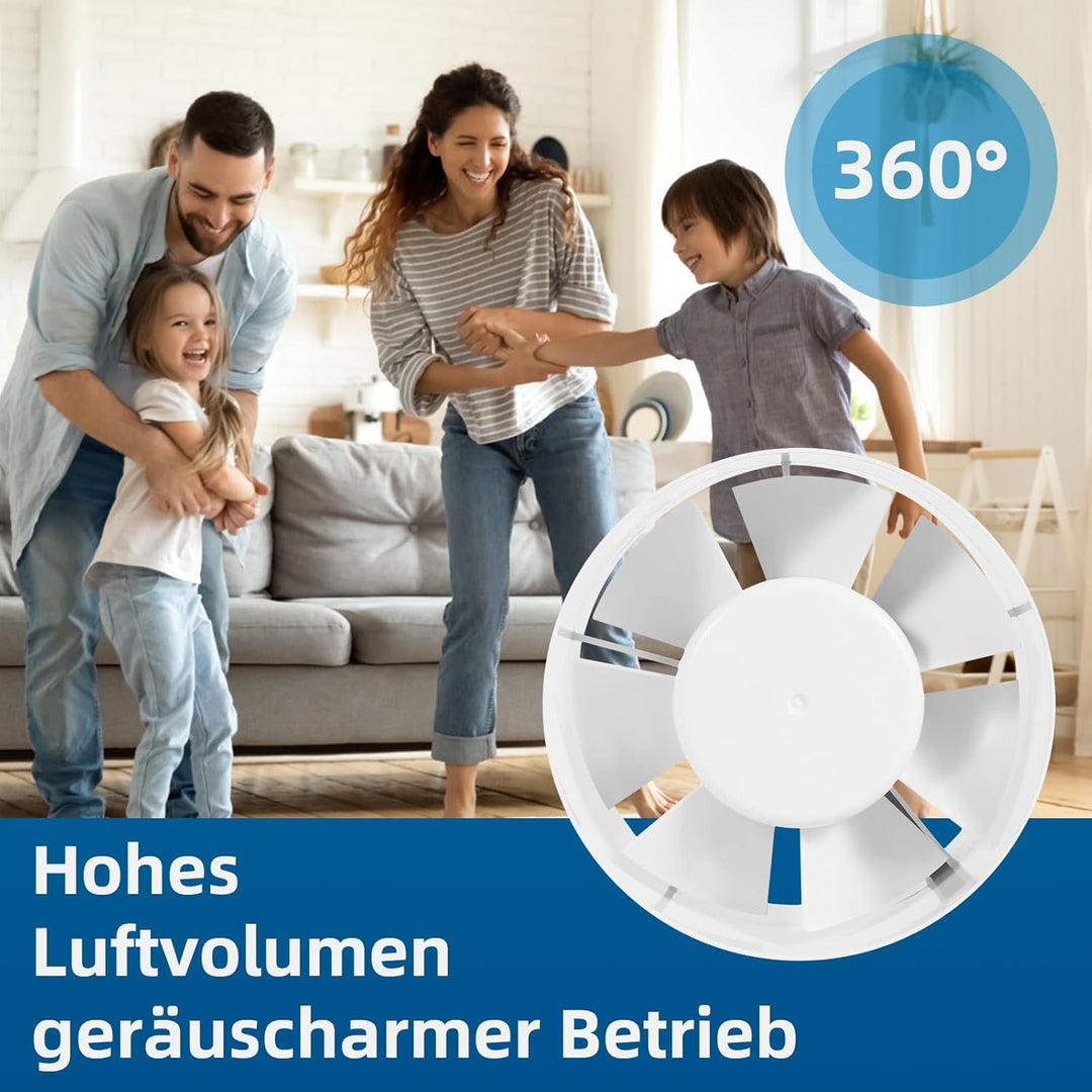 Rohrventilator, Rohrventilator 100mm, 130m³/h, 34dB Leise, Hohe Qualität Abluftventilator, Rohrlüfte
