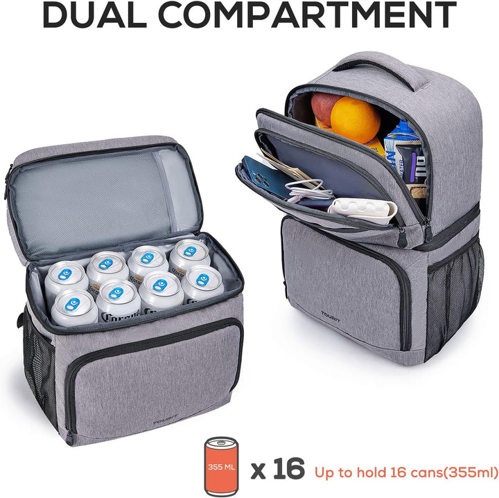 TOURIT Kühlrucksack mit Doppeldecker 27L isolierte Kühltasche für das,wasserdichter,Leichter Rucksac