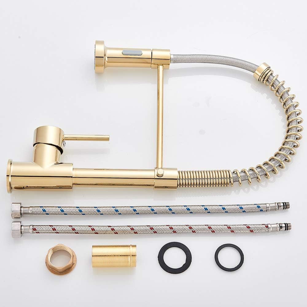 Onyzpily Goldfarbene Küchenarmaturen für die Küche, Spülbecken, Mischbatterie mit massivem Messing,
