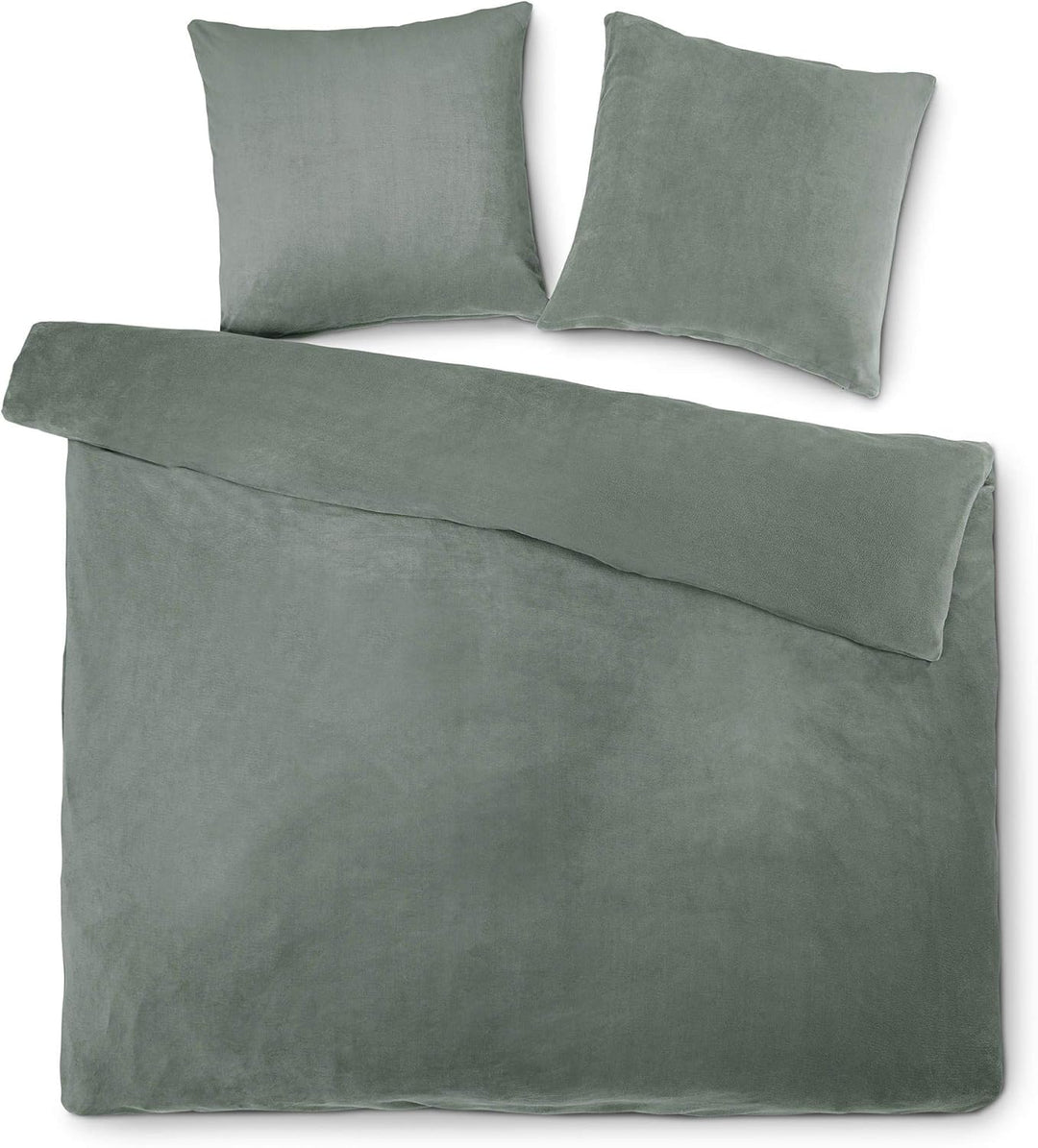 aqua-textil Feelwell Bettwäsche 200 x 220 cm 3teilig Coral Fleece Bettbezug Thermo Flausch grau Bett