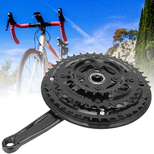 T best Fahrradkurbelgarnitur, Kurbelgarnitur aus Kohlenstoffstahl 24-34-42T mit Kettenabdeckung für