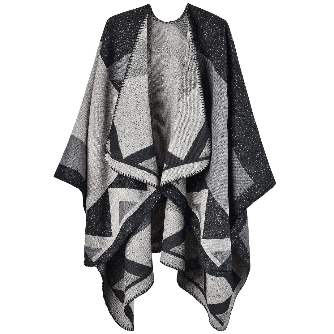 Winter Warme Poncho Schal Wrap - Herbst Open Front Cape Winddichte Strick Wolle Mantel Decke Kap-Sch