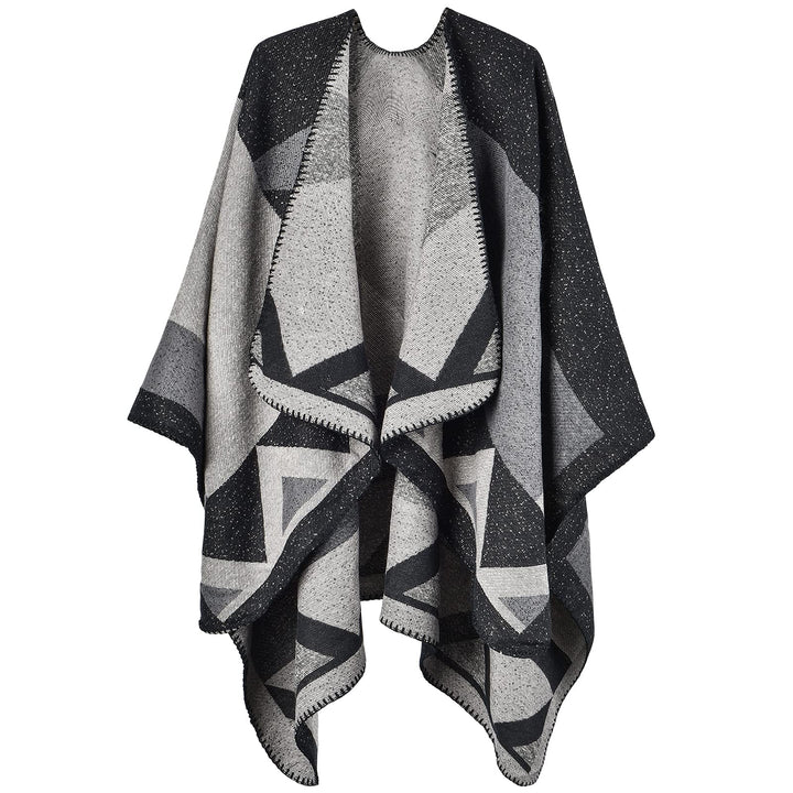 Winter Warme Poncho Schal Wrap - Herbst Open Front Cape Winddichte Strick Wolle Mantel Decke Kap-Sch