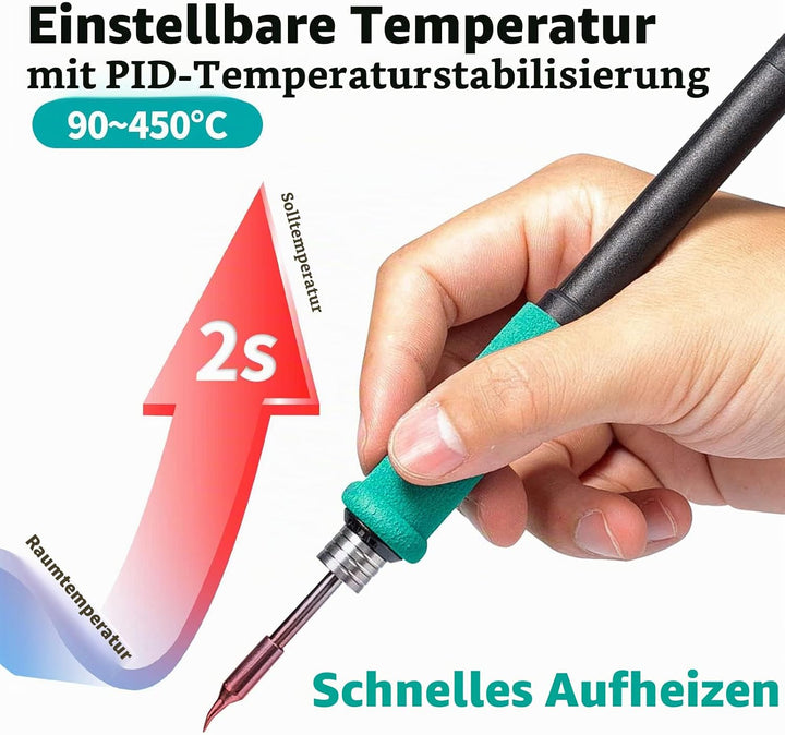 YIHUA 982 Präzisions Lötkolben Stations Kit mit digitalem LCD-Display, 210 Lötspitzenkartuschen, Löt
