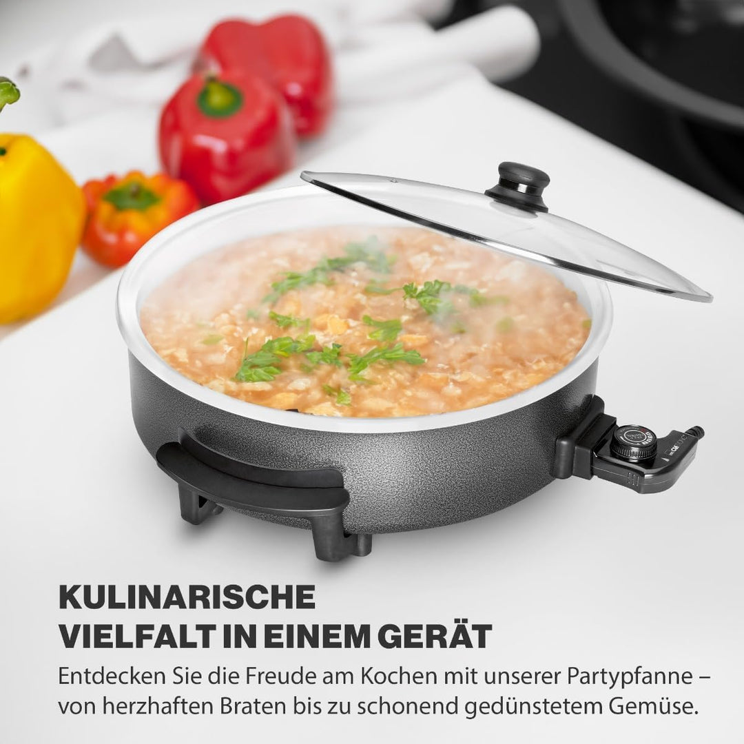 Clatronic® Partypfanne | Multifunktionspfanne zum Kochen, Braten und mehr | Keramikbeschichteter Brä