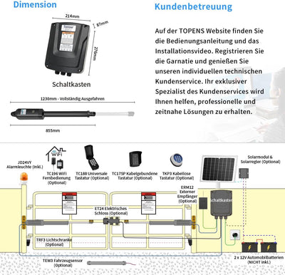 TOPENS KD702 Drehtorantrieb Flügeltorantrieb Doppelflügeltor Torantrieb automatischer Toröffner Auto