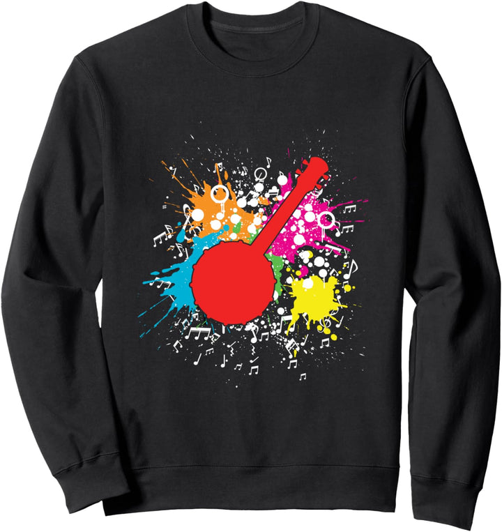 Buntes Banjo Musikinstrument Zupfinstrument Bluegrass Sweatshirt