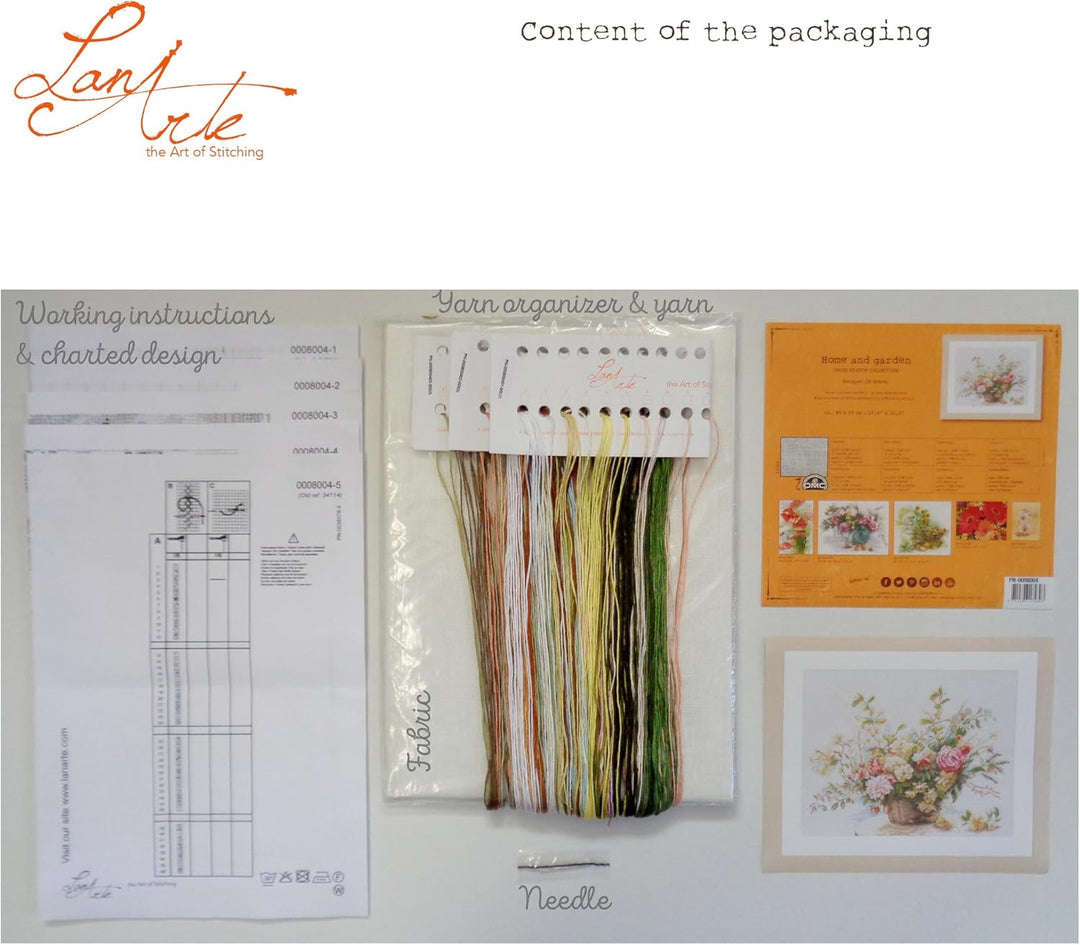 Lanarte Zählmusterpackung Rosen Kreuzstichpackung, Baumwolle, Mehrfarbig, 49 x 39 x 0.3 cm
