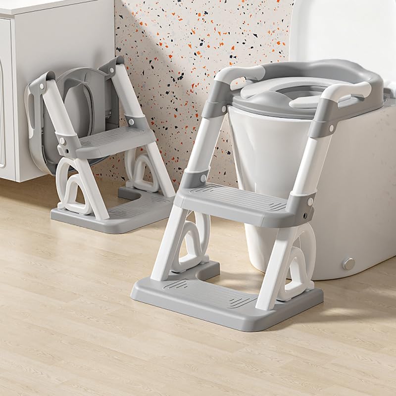 2-in-1 Toilettensitz für Kinder, Toilettensitz, faltbar und verstellbar, Treppe für Kinder, mit Leit