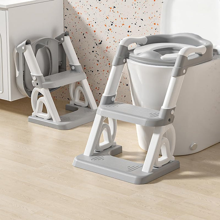 2-in-1 Toilettensitz für Kinder, Toilettensitz, faltbar und verstellbar, Treppe für Kinder, mit Leit