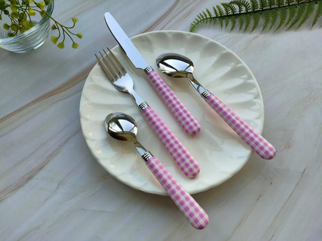 EXZACT Edelstahl-Besteck Set 24 Stück - 6 x Tafelgabeln, 6 x Tafelmesser, 6 x Abendessen Löffel, 6 x