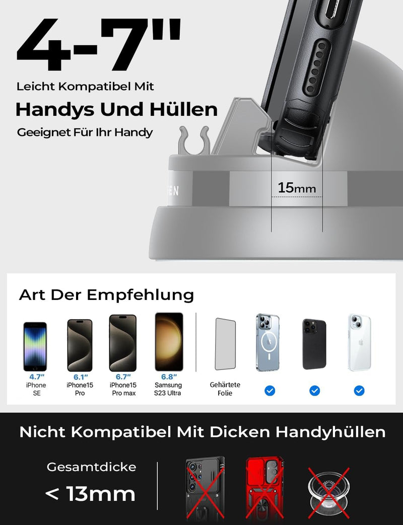 LISEN Handyhalterung Auto Handyhalterung 360° [ 2024 Einfach zu Benutzen ] Handy Halterung Auto Arma