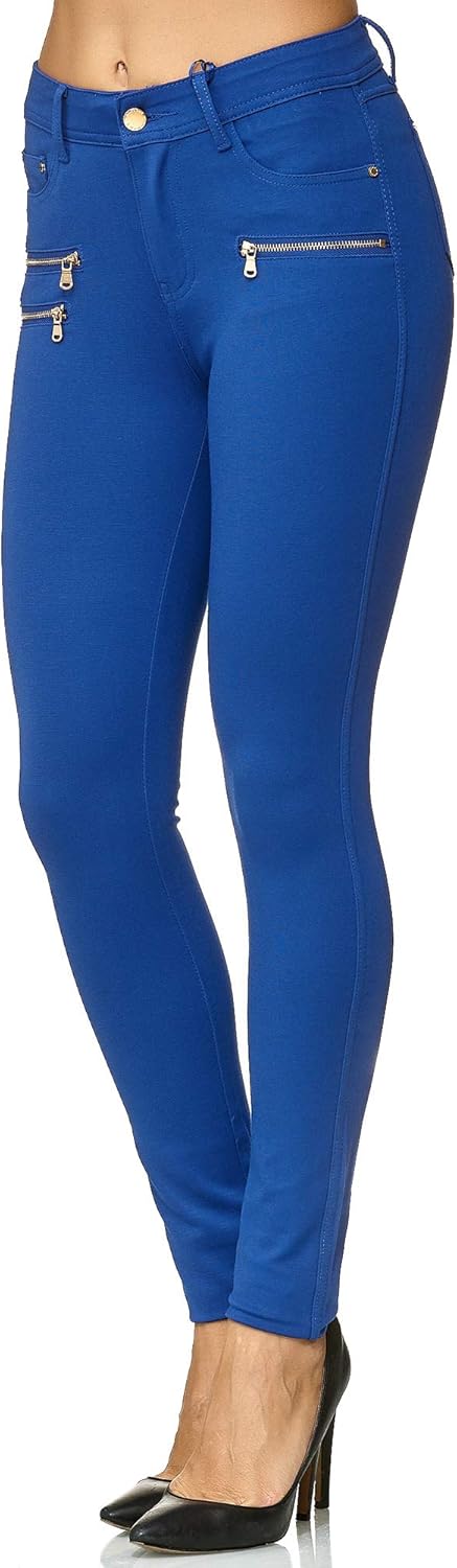 Elara Damen Stretch Hose Skinny Fit Jegging Chunkyrayan 34 Slim Blau, 34 Slim Blau