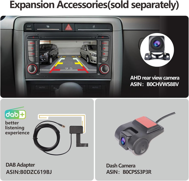 YZKONG Autoradio für Audi A4 S4 RS4 2003-2012 kompatibel mit dem drahtlosen Carplay Android Auto, 7