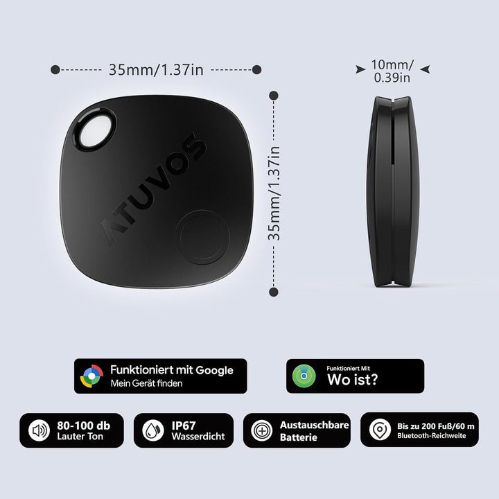 ATUVOS Air Tag Pro Smart Tags Tracker für Android &amp; iOS, Neu Dual-System Schlüsselfinder kompatibel