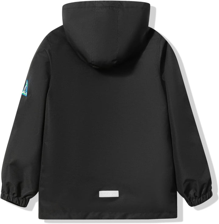 YoungSoul Kinder wasserdichte Regenjacke mit Abnehmbarer Kapuze 104-110 Schwarz, 104-110 Schwarz