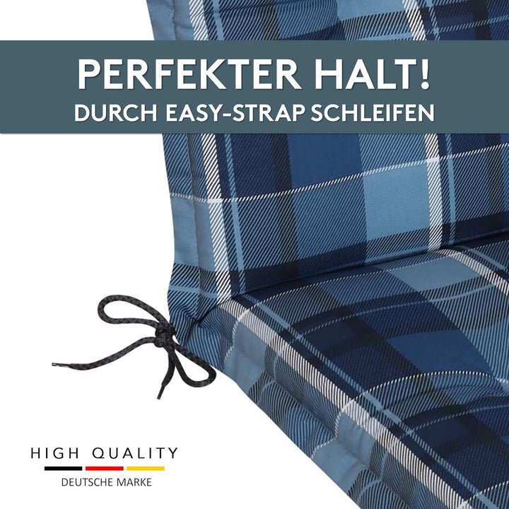 LILENO HOME Sonnenliege Auflage als [1er Set - Rollliege] in Karo Blau - Gartenliegen Auflage perfek