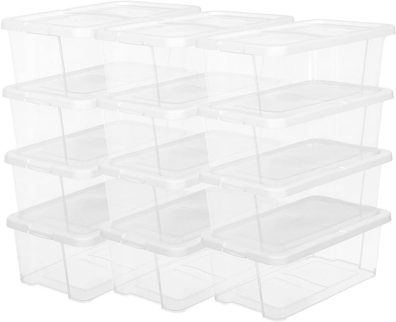 SONGMICS 12er Set Schuhboxen Aufbewahrungsboxen , Schuhaufbewahrung Speicherbox Transparent Mit Deck
