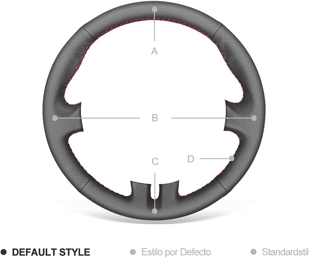 MEWANT Lenkradhülle Clio 3 2005-2012 / Lenkradzubehör für Clio Stil 01: Mikrofaser-Leder + roter Fad