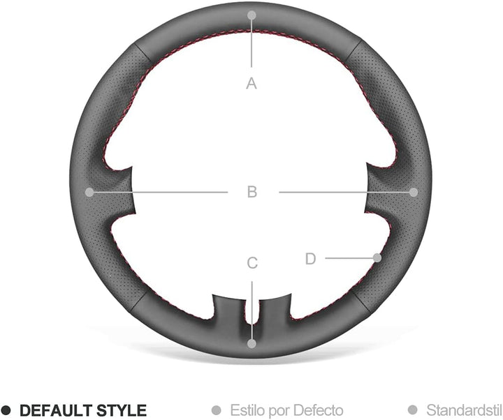 MEWANT Lenkradhülle Clio 3 2005-2012 / Lenkradzubehör für Clio Stil 01: Mikrofaser-Leder + roter Fad