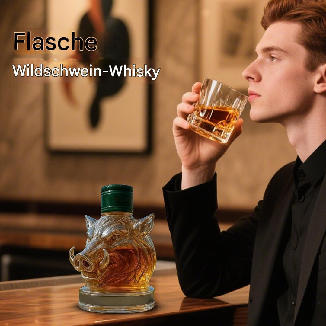 Wildschwein Whisky -Dekanter, kreative Wildschwein Whisky -Flasche, lustige Tierkopfglasflasche mit