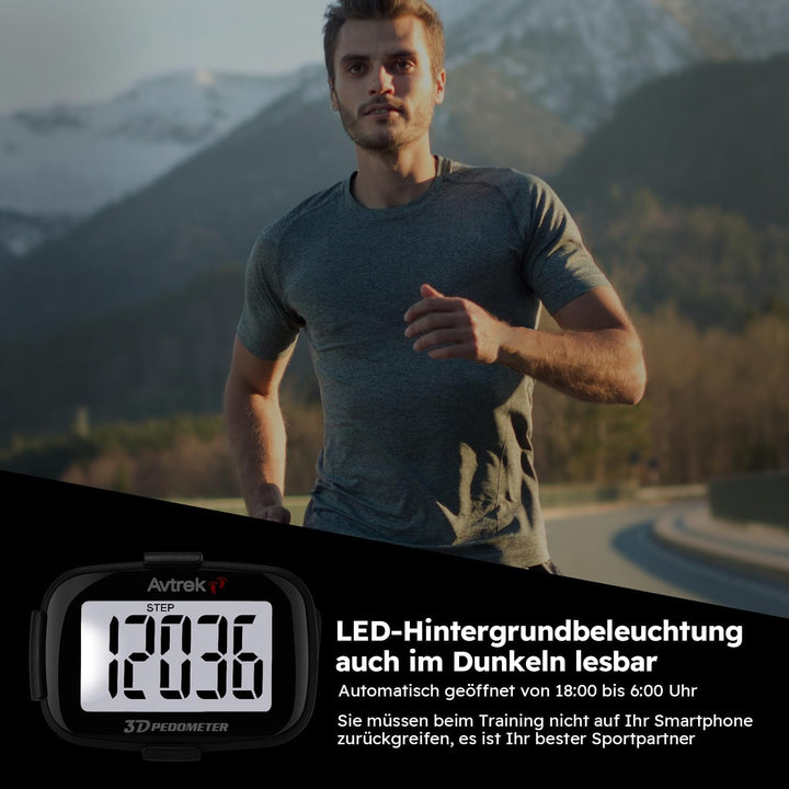 AVTREK Präziser 3D-Schrittzähler Mini-Schrittzähler für Walking oder Laufen im Freien Wanderaktivitä