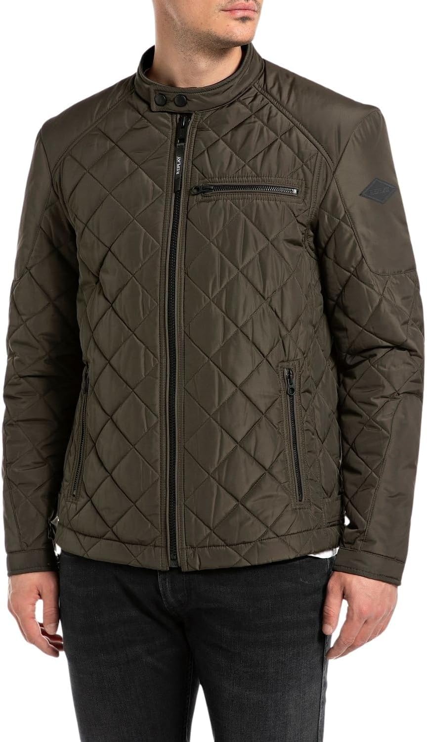 Replay Herren Steppjacke Übergangsjacke ohne Kapuze XS 935 DARK OLIVE, XS 935 DARK OLIVE