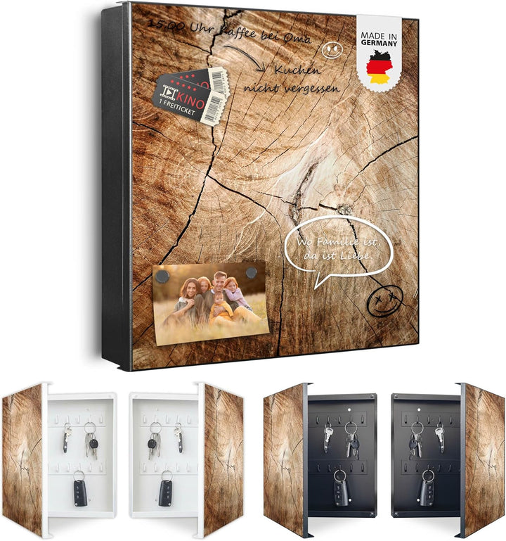 banjado Grosser Schlüsselkasten Metall - Schlüsselbox 30x30cm mit 32 Haken - Schlüsselkasten modern