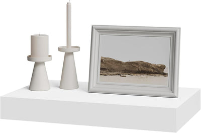 WOLTU Wandregal mit Schublade, Schweberegal Weiss, Regalbrett aus MDF, Wandboard für Wohnzimmer Schl