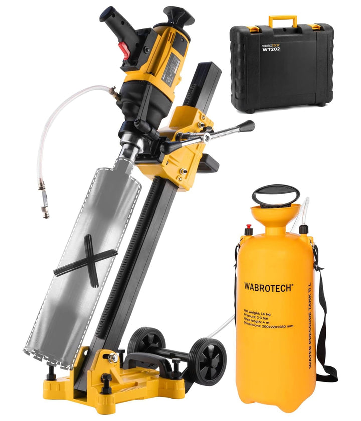 WABROTECH® Kernbohrgerät Handgeführt ⌀22–202 mm an Kernbohrständer und Wasserzuführgerät 11 L - Diam