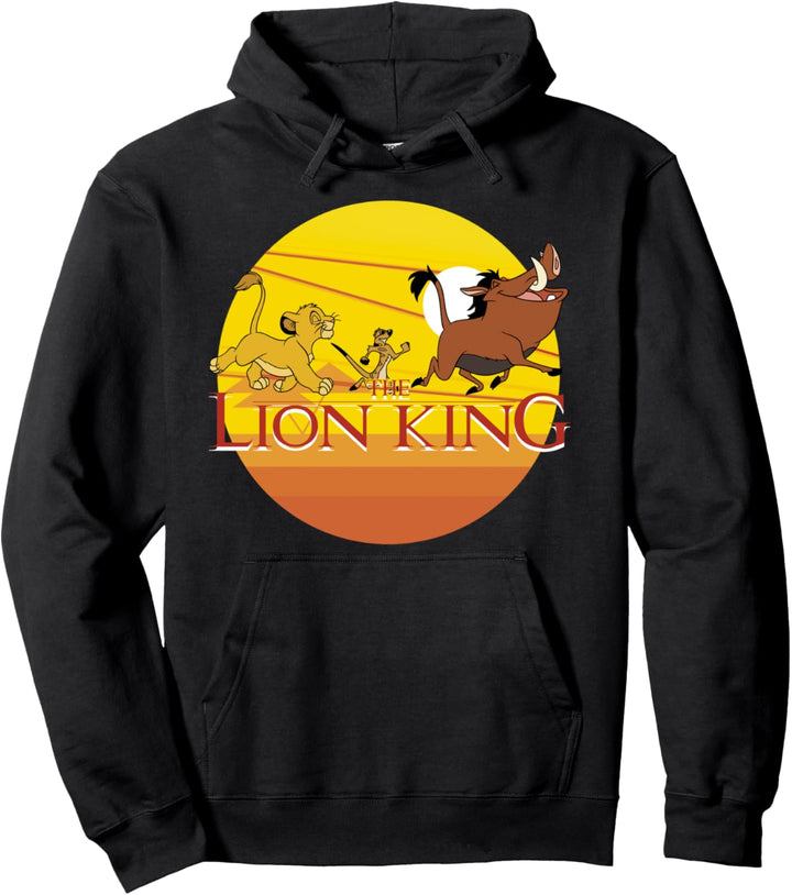 Disney The Lion King Group Shot Sunset Title Logo Pullover Hoodie