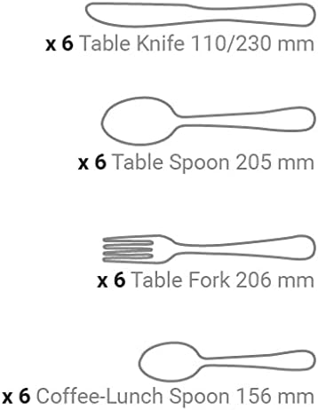 Arcos Serie Capri - Geschenkbox Besteck-Set 24 Stück (6 Messer + 12 Löffel + 6 Gabel) - Monoblock au