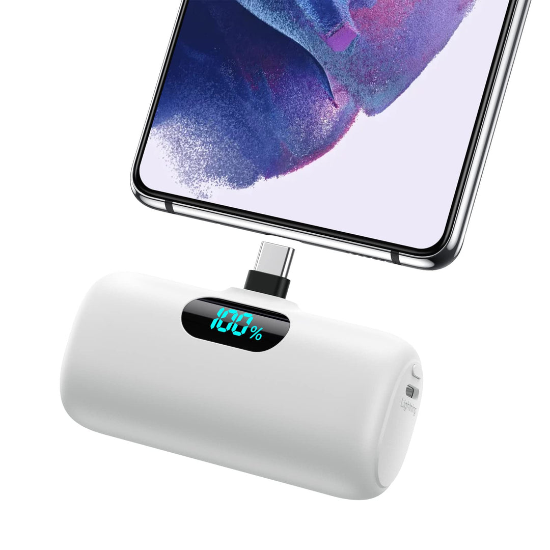Feob Power Bank USB C 5000mAh, 15W PD 3.0A Schnelles Aufladen Powerbank Schlank LCD Display Extrener