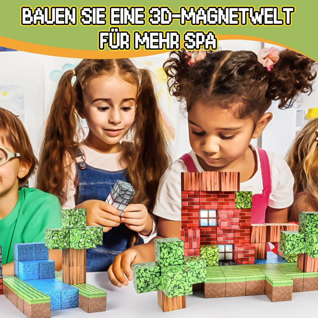 Ulikey Magnetische Bausteine, 80 Stück Magnetic Building Cubes 2.5CM Magnetische Würfel Set Wald Mag