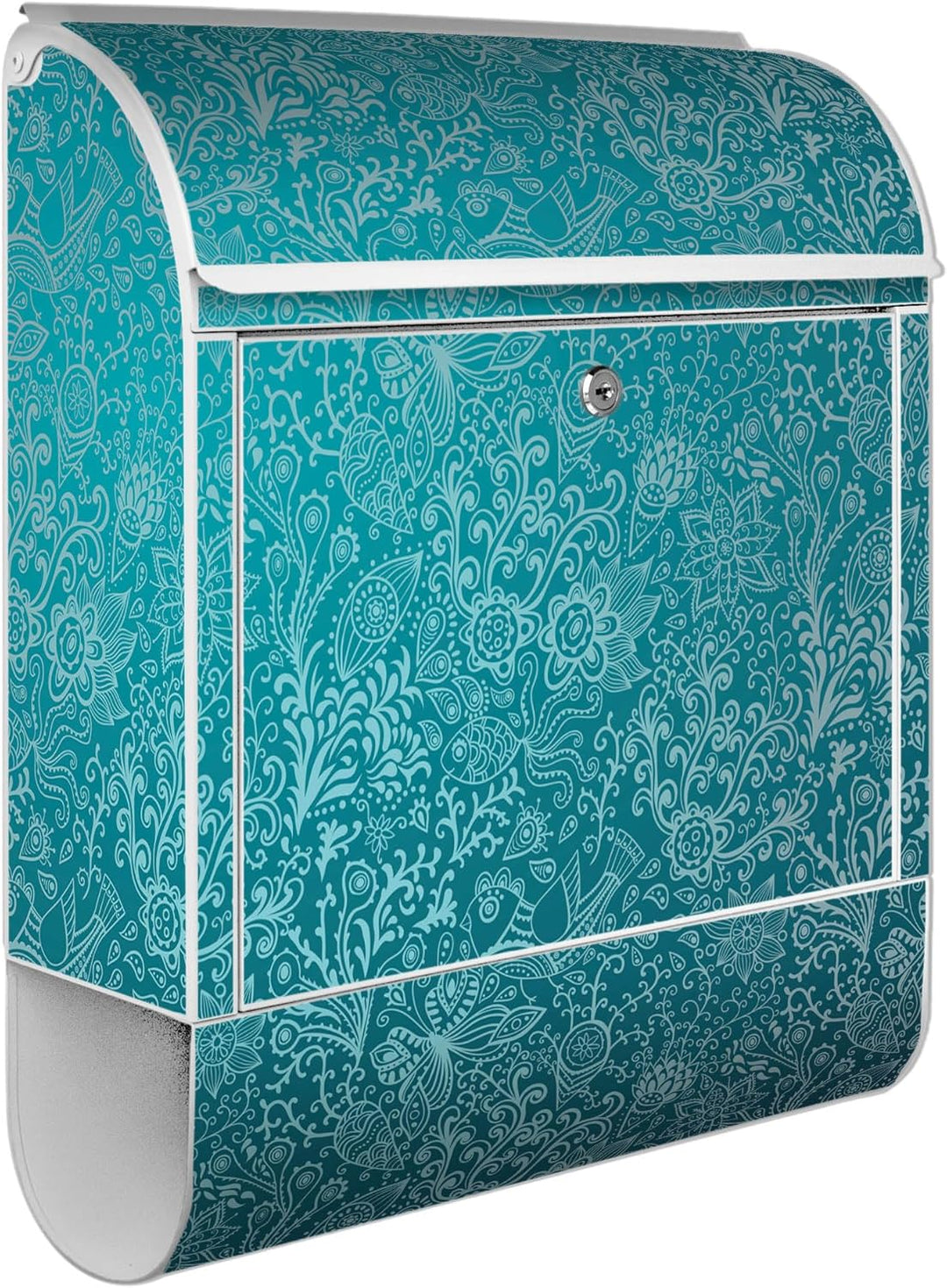 banjado Design Briefkasten 38,5x46,5x13cm & 2 Schlüssel - Briefkasten Stahl Weiss mit Zeitungsfach p