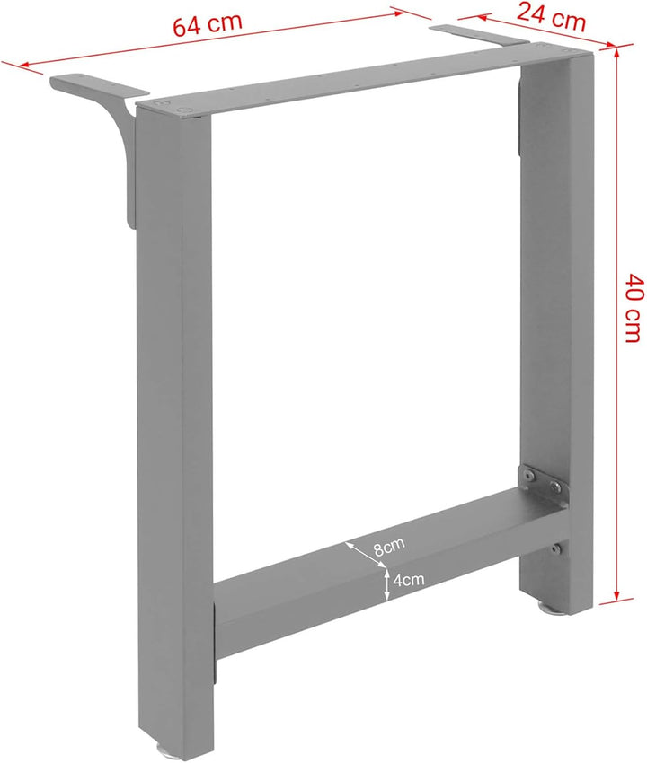 Wiltec Tischkufen Tischbeine aus Vierkantprofilen 64x40 cm grau pulverbeschichtet Tischgestell Tisch