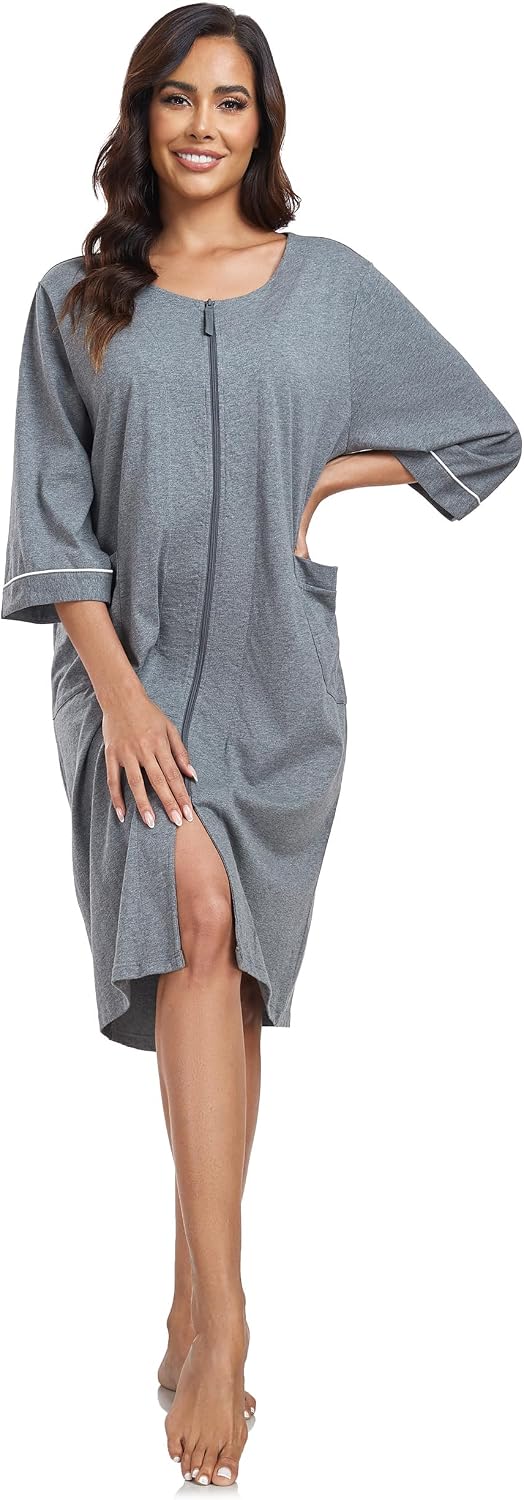 COLORFULLEAF 100% Baumwolle Morgenmantel Damen Bademäntel Leicht Kurz Sauna Kimono Weiche Frauen Nac