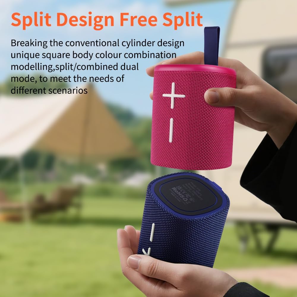 2-in-1 Split-Magnet-Bluetooth-Lautsprecher, Farbblockierung, wasserdicht, doppelt teilbar, kabellos,