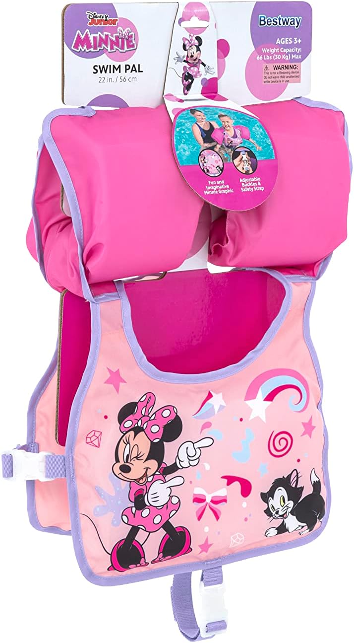 Bestway Swim Safe ABC Disney Junior Schwimmhilfe mit Textilbezug Stufe B Minnie Mouse, 3-6 Jahre