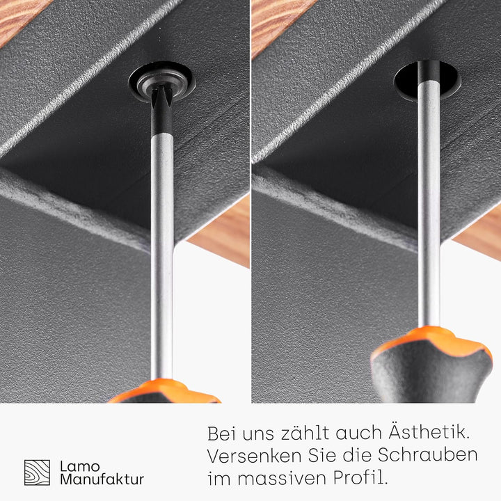 LAMO Manufaktur Tischbeine für Schreibtisch Esstisch, Simple Massive, Vierkantprofil 80x20 mm, Tisch
