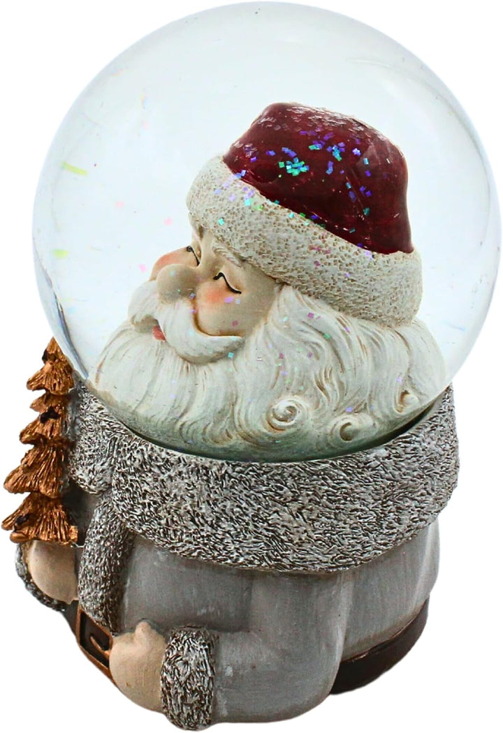 Dekohelden24 XL Hochwertige Glitterkugel - Schneekugel Schüttelkugel Weihnachtsmann mit Tannenbaum,