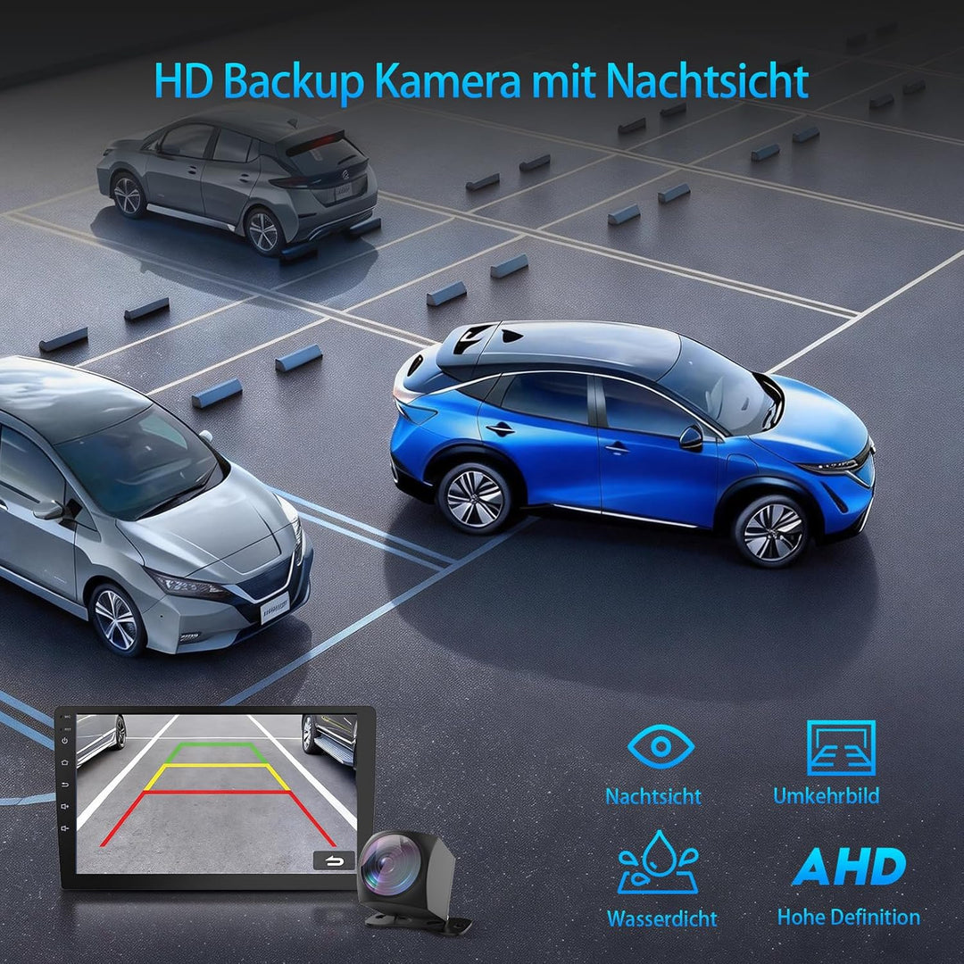 Haudio 2 Din Autoradio mit Apple CarPlay & Android Auto, 9 Zoll HD Bildschirm, HD Rückfahrkamera, 2+