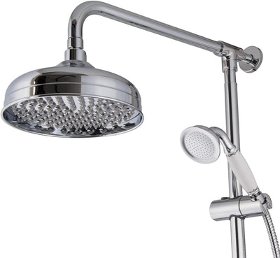PaulGurkes Aufputz Duschsystem Retro Nostalgie Regendusche Set Duschsäule Antik Duschset Dusche Brau