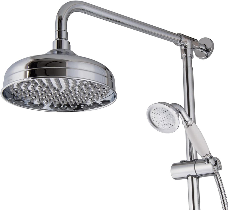 PaulGurkes Aufputz Duschsystem Retro Nostalgie Regendusche Set Duschsäule Antik Duschset Dusche Brau