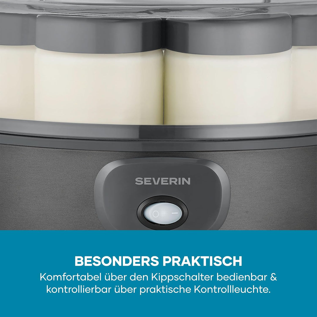 Severin Joghurtbereiter, griechischer Art, inkl. 7 Joghurtgläser á 150ml für 1L selbstgemachten Jogh