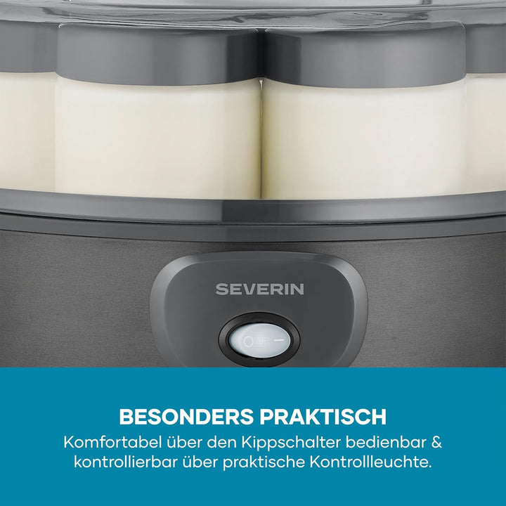 Severin Joghurtbereiter, griechischer Art, inkl. 7 Joghurtgläser á 150ml für 1L selbstgemachten Jogh