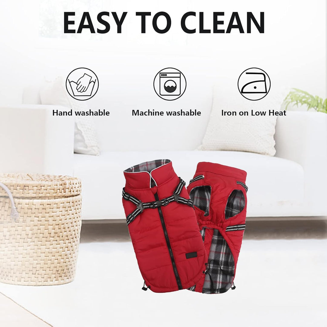 MOREZI Winterhundejacke, wasserdichte Aussenschicht, Fleecefutter, Rückenreissverschluss-Design, mit